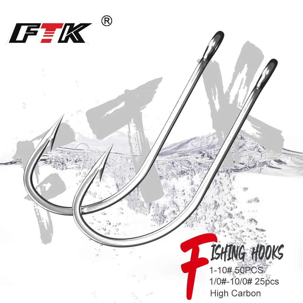 Fishing Hook Circle - FTK Fishing Hooks 1-10#50PCS 1/0#-10/0# 25pcs