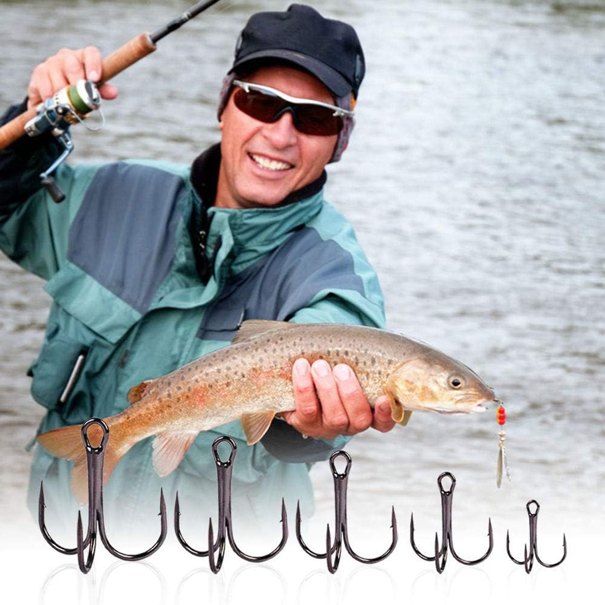 50/100pcs/box Fishing Treble H - Fishing Hook Circle recension och pris