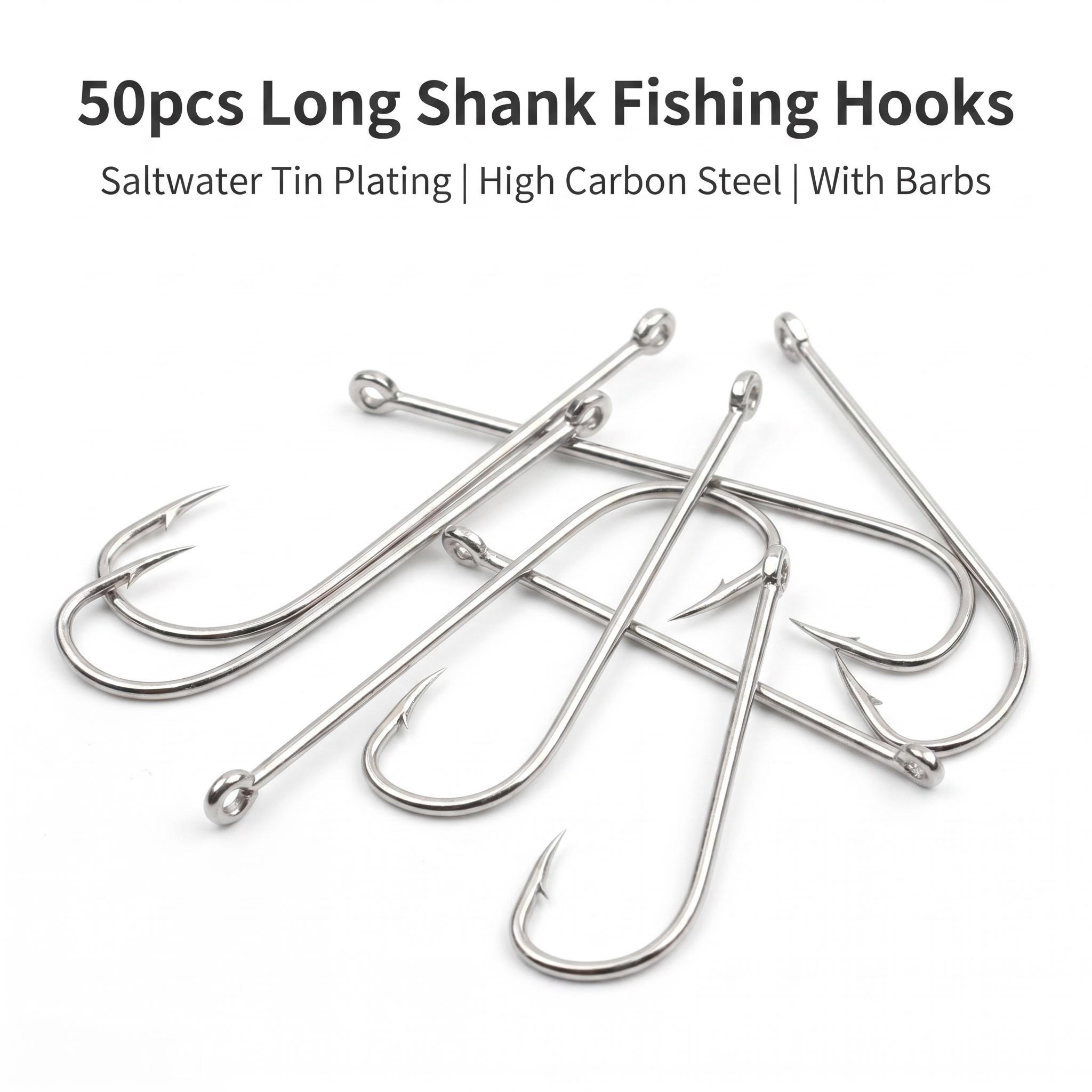 50pcs Long Shank Saltwater Cir - Fishing Hook Circle recension och pris